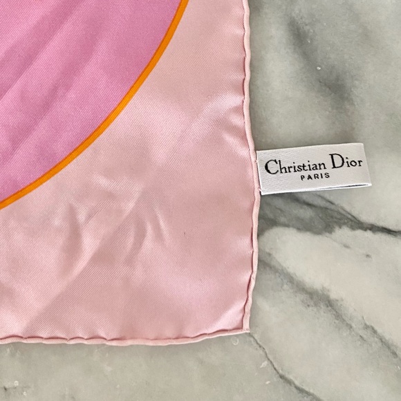 DIOR Square Silk Twill Scarf - Orange and Pink - Picture 4 of 5